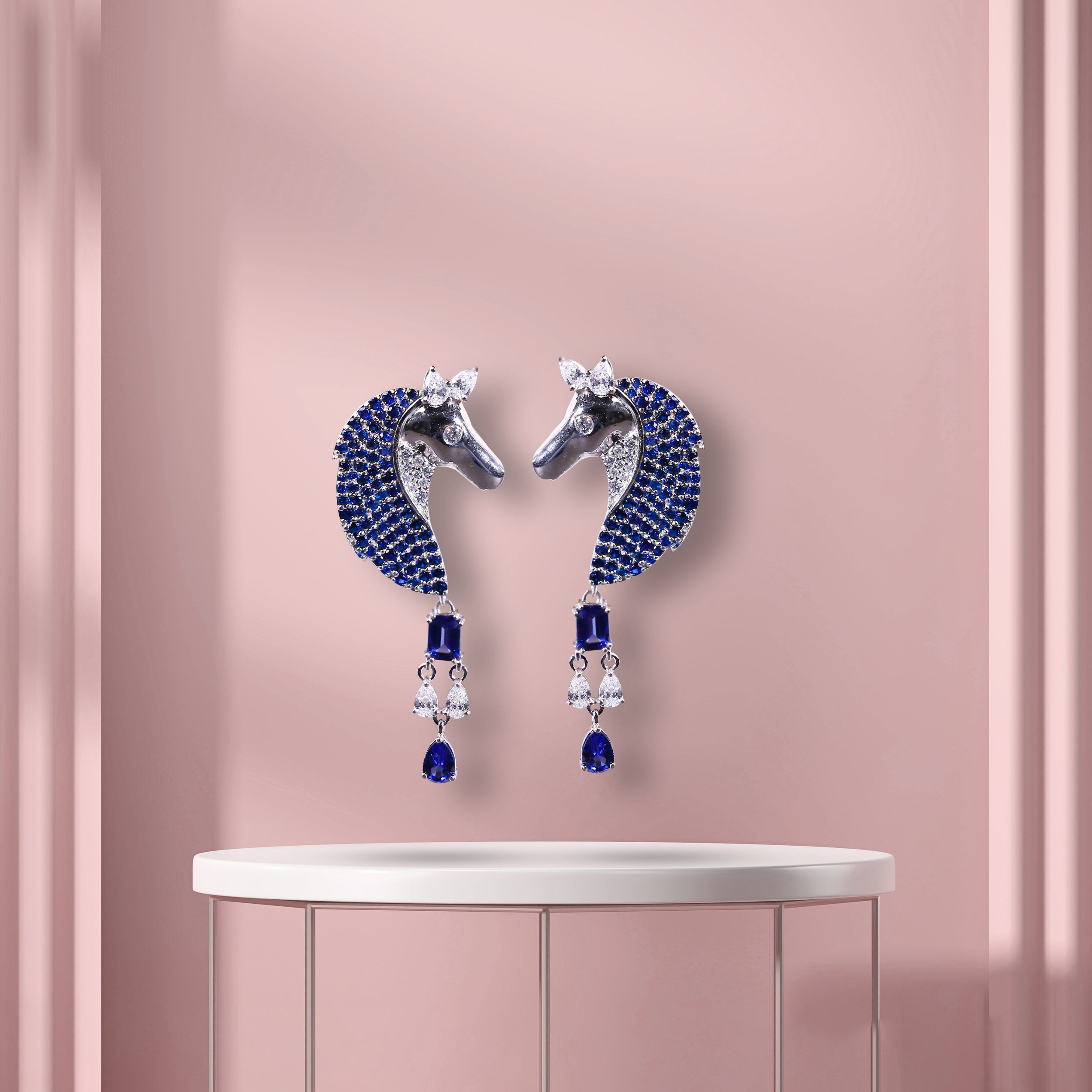 Sapphire Gemstone Unicorn Antique Earrings