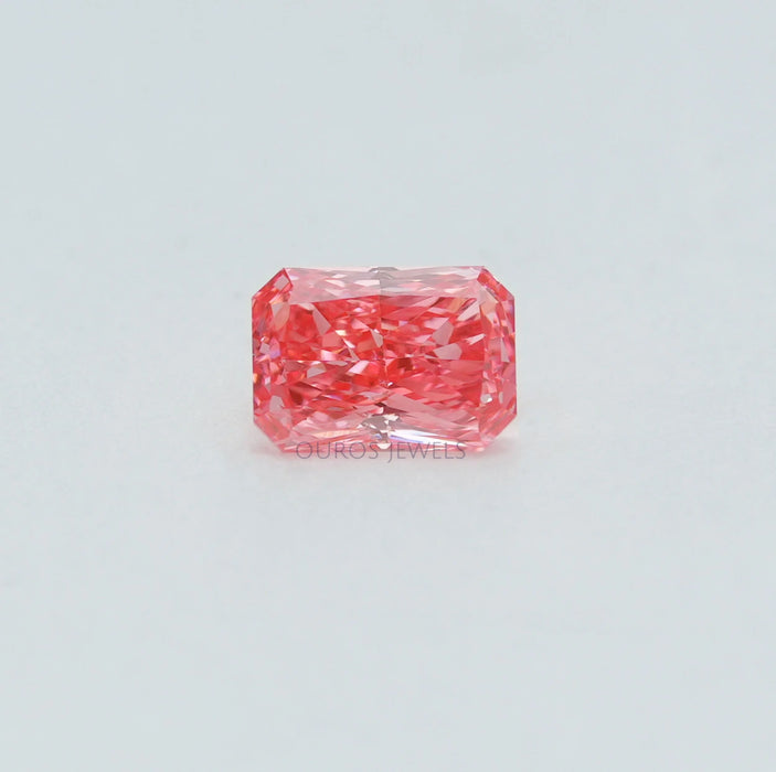 east west view of radiant cut pink lab grown diamond loose 