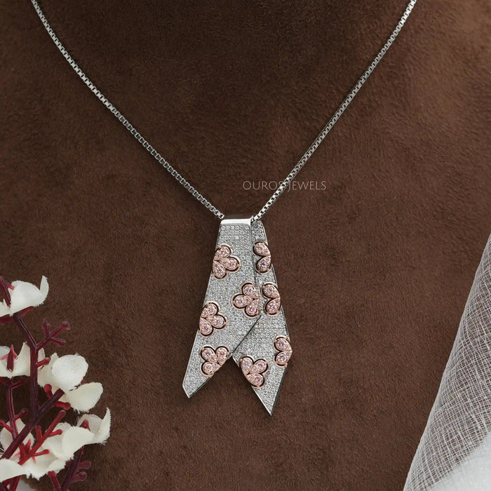 [Tie Shape Round Diamond Pendant]-[Ouros Jewels]