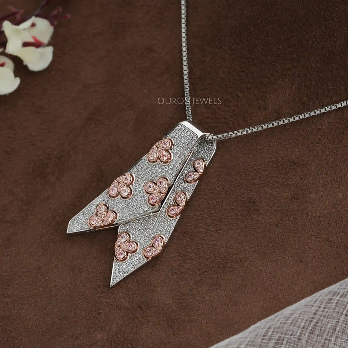 [Round Lab Diamond Tie Pendant]-[Ouros Jewels]