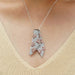 [Pink Round Diamond Tie Pendant]-[Ouros Jewels]