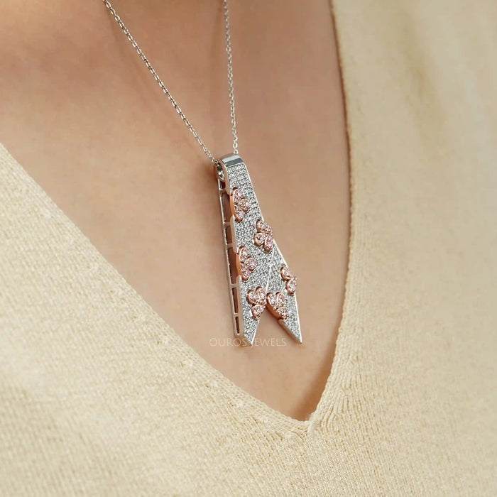 [Round Cut Lab Grown Diamond Tie Pendant]-[Ouros Jewels]