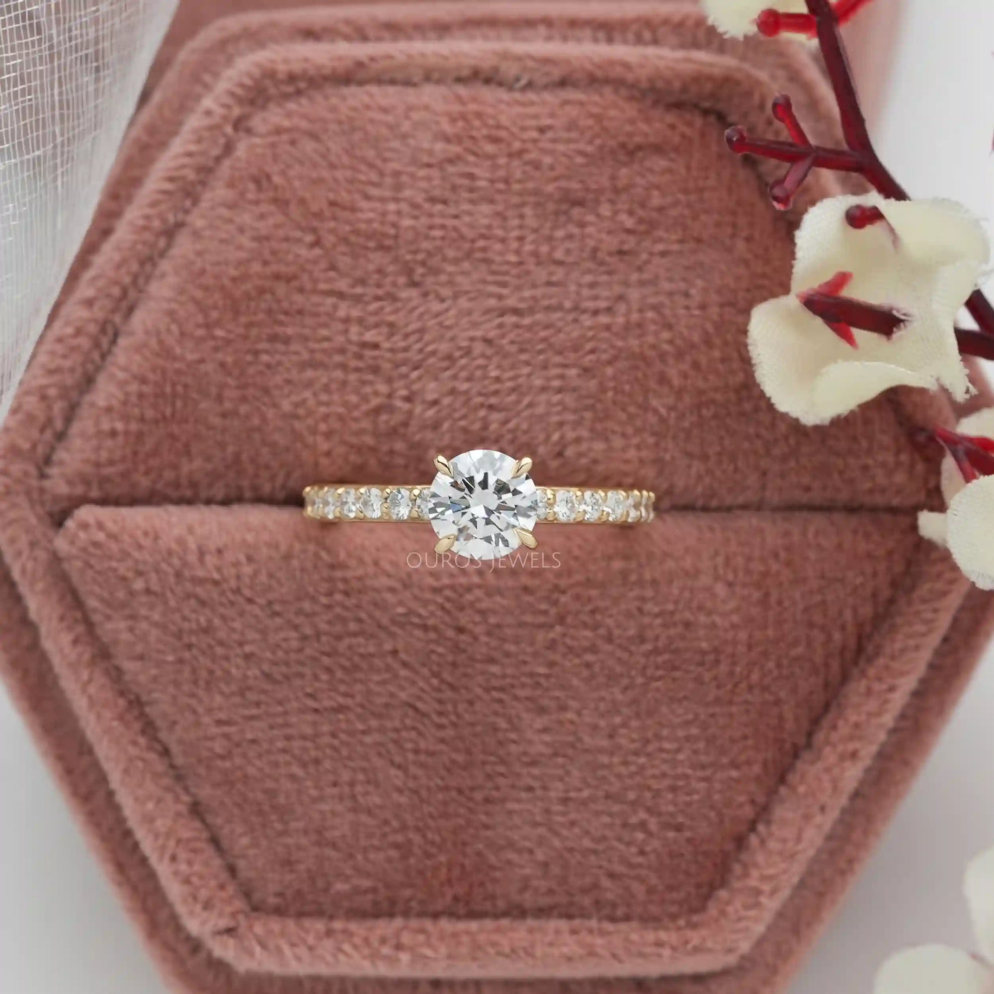 Round Cut Lab Grown Diamond Solitaire Accent Ring Ring