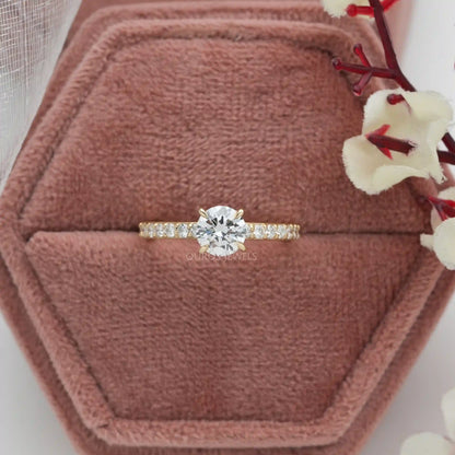 Round Cut Lab Grown Diamond Solitaire Accent Ring Ring