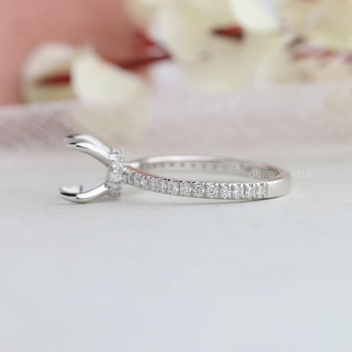 Hidden Halo Round Semi Mount Diamond Accented Ring
