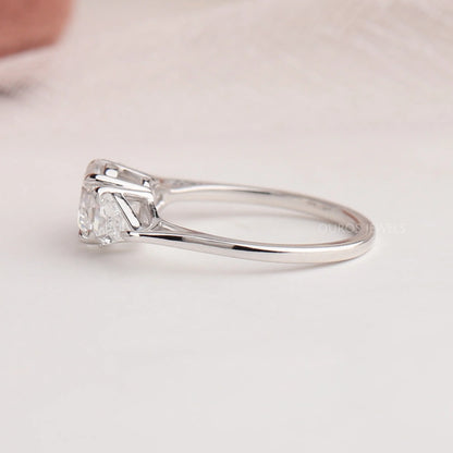 Three Stone Round Cut Lab Diamond Engagement Ring