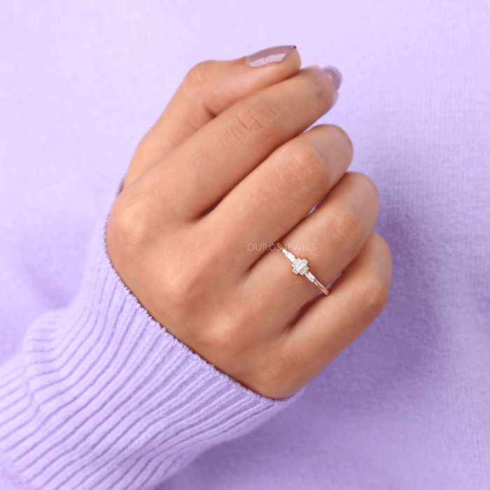 Baguette Diamond Five Stone Dainty Ring