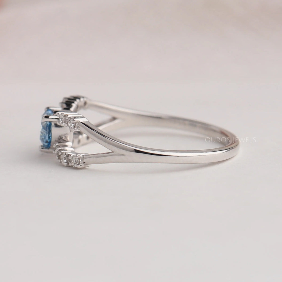 Blue Heart Diamond Split Shank Ring