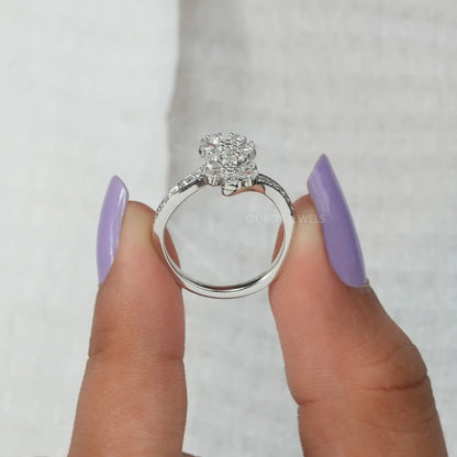 Bypass Pear Cut Flower Style Engagement Ring