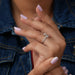 [In Side View Of Round And Emerald Diamond Open Gap Engagement Ring]-[Ouros Jewels]