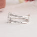 [Left Side View Of Emerald And Round Cut Lab Diamond Double Shank Ring]-[Ouros Jewels]