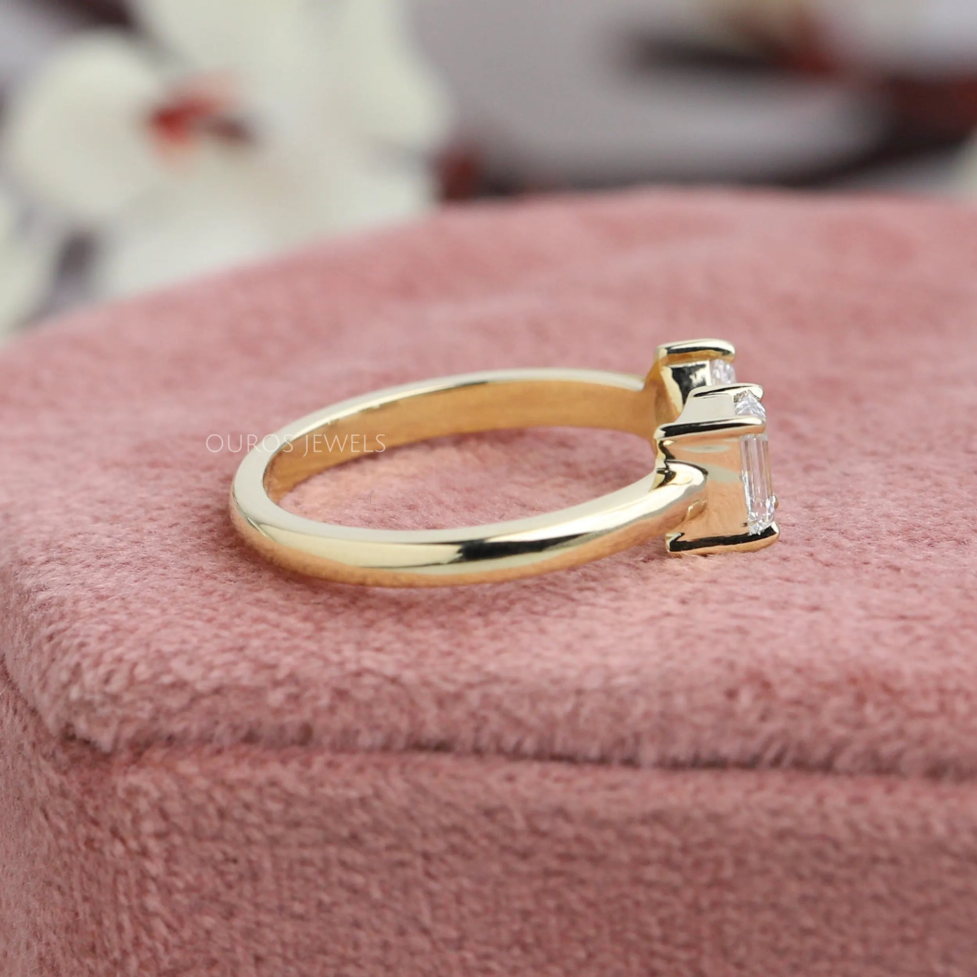 Emerald And Marquise Lab Diamond Open Cuff Ring