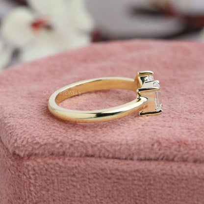 Emerald And Marquise Lab Diamond Open Cuff Ring