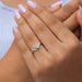In Finger view of  Accent Diamond Ring With Heart Shape Lab Diamond 