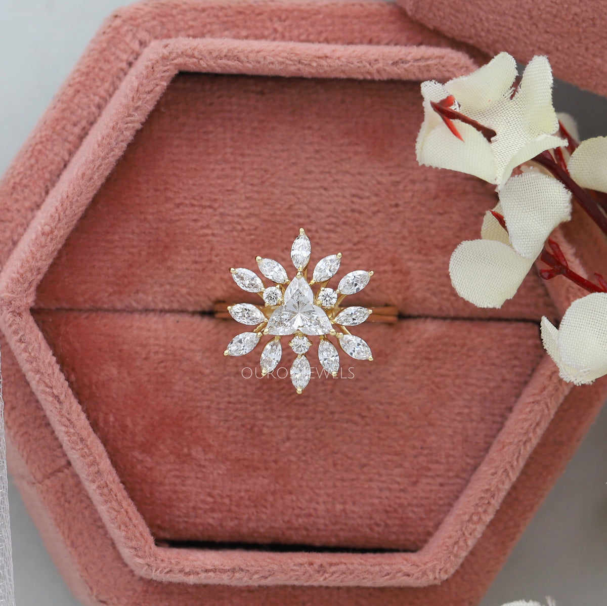 Lotus Cut Diamond Engagement Ring