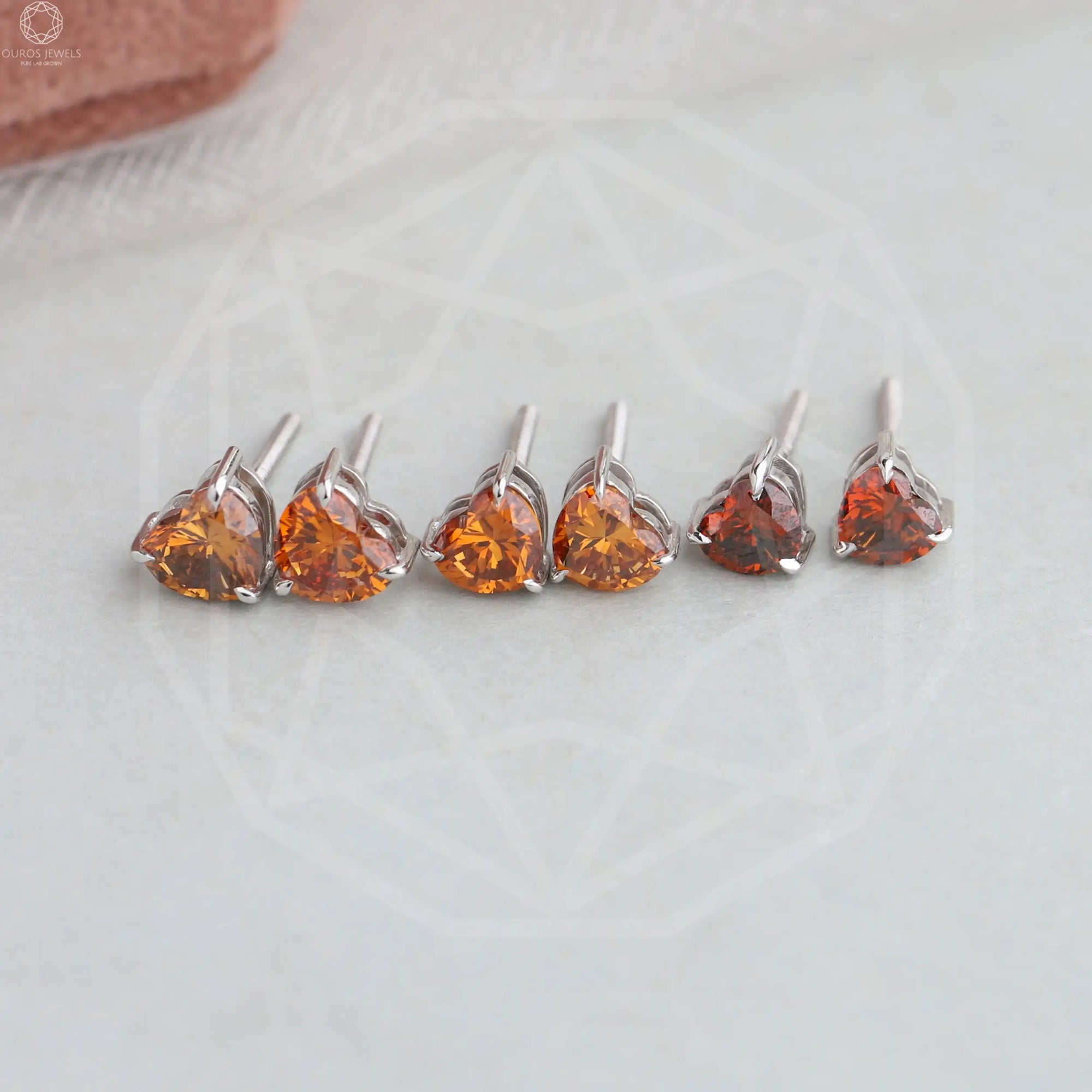 Red Heart White Gold Screw Back Earrings