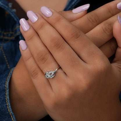 Round Cluster Diamond Wave Ring