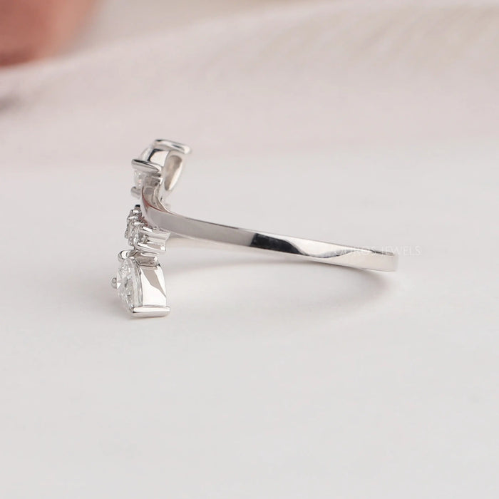 Pear And Round Cut Cluster Diamond Bypass Ring