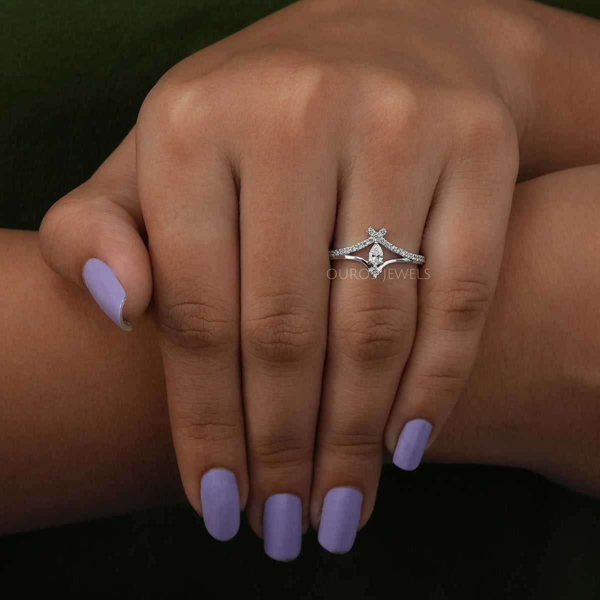 Pear Diamond Enhancer Curved Style Ring