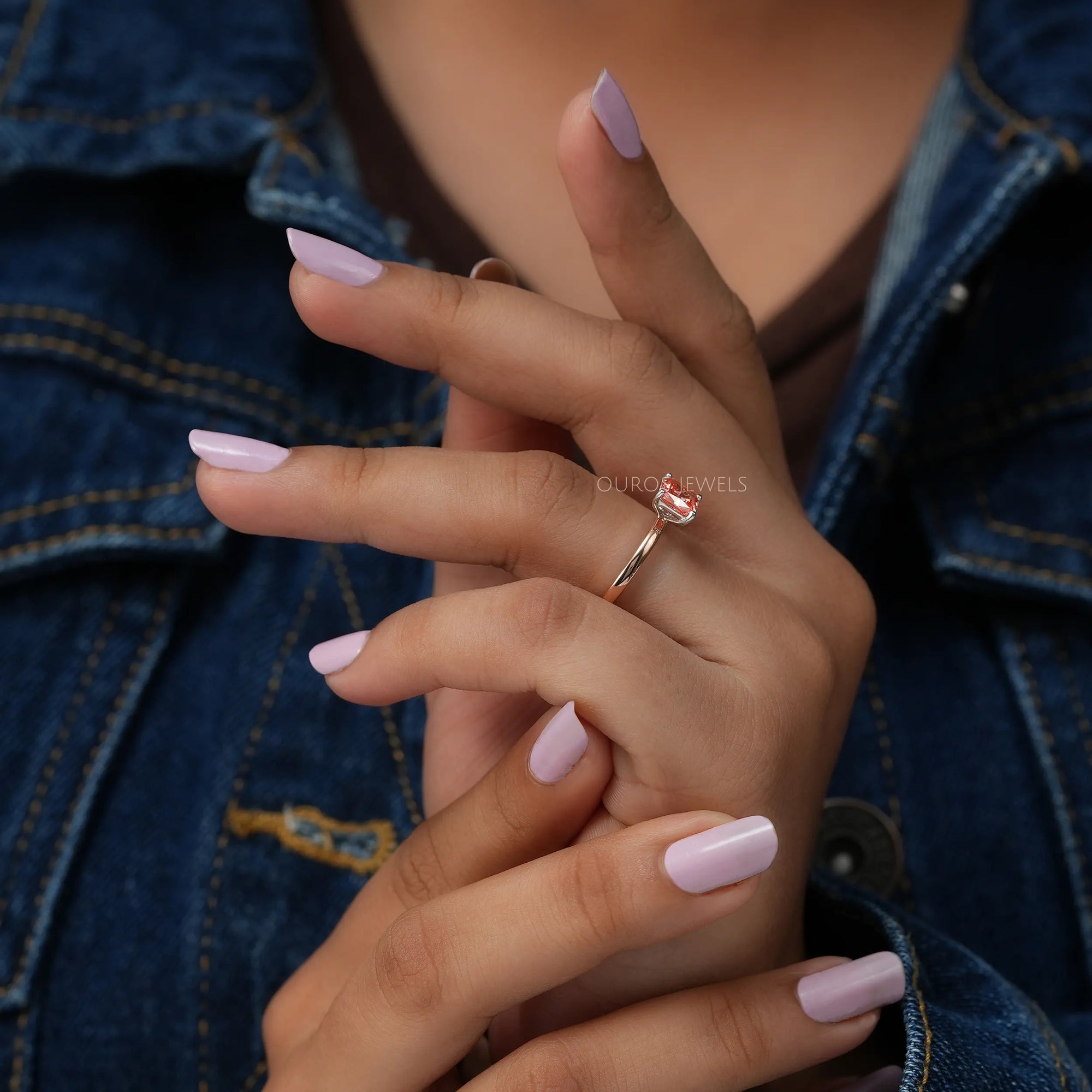 Pink Cushion Cut Solitaire Engagement Ring