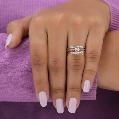 Pink Heart Diamond Split Shank Ring