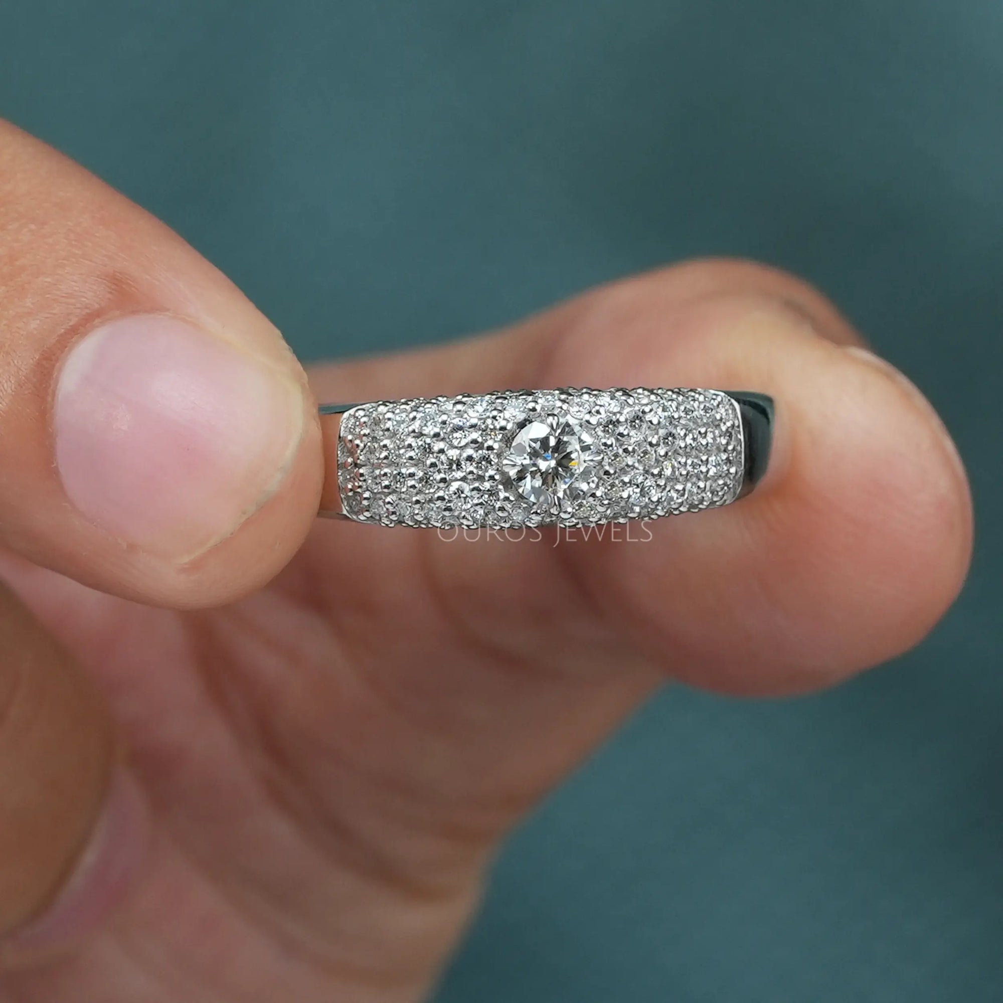 Mens Brilliant Round Cluster Diamond Ring
