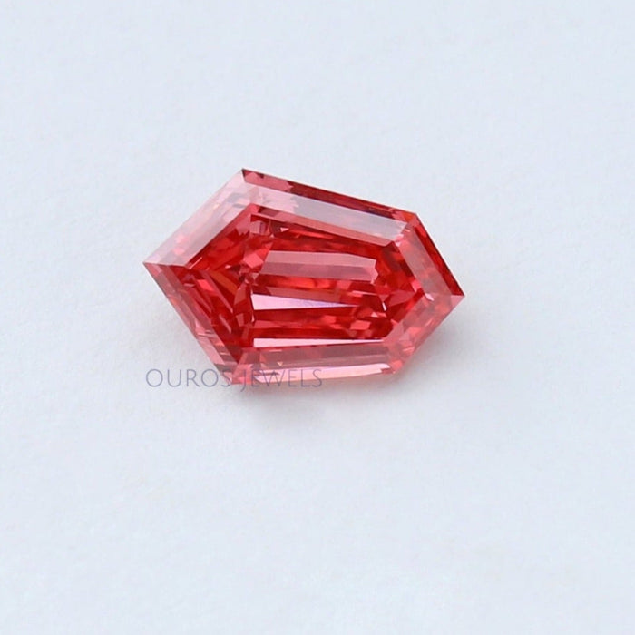 [View Of Cuts In Pink Colored Shield Diamond]-[Ouros Jewels]
