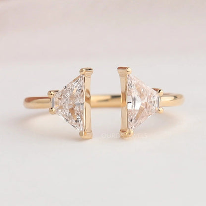 Antique Shape Trapezoid Cut Two Stone Open Cuff Ring Rings