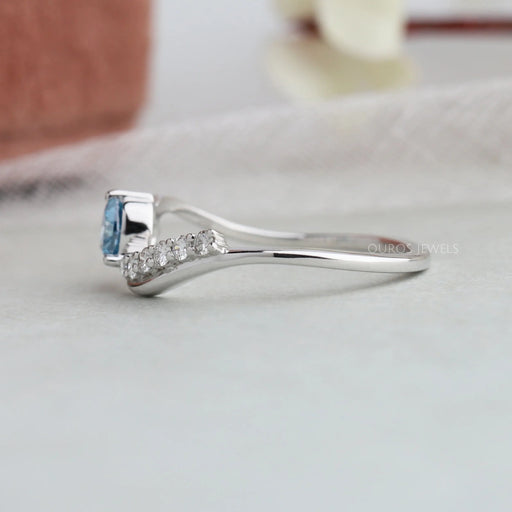 [Side View of Blue Heart Bypass Ring]-[Ouros Jewels]