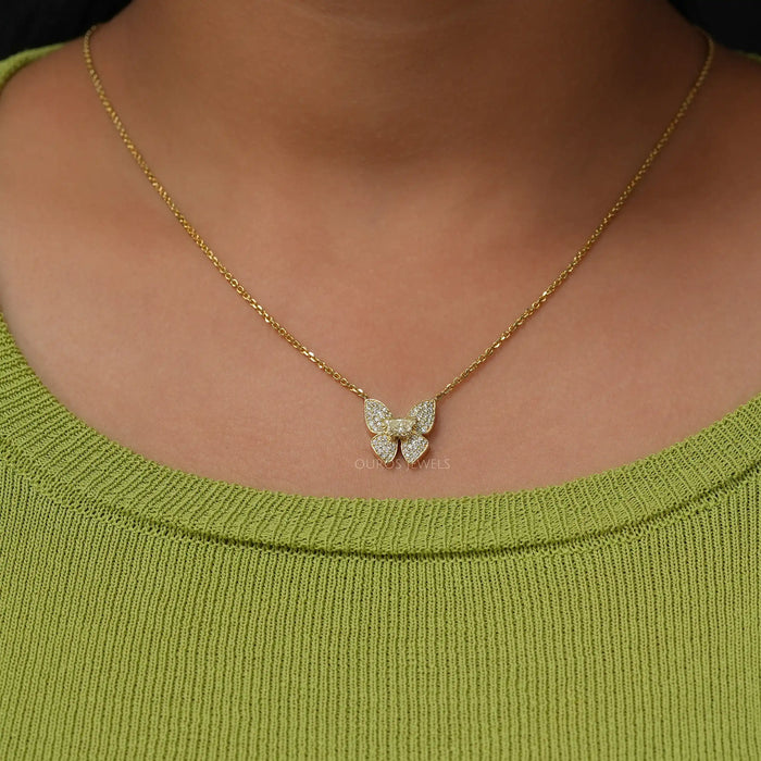 [Butterfly Cut Lab Grown Diamond Necklace]-[Ouros Jewels]