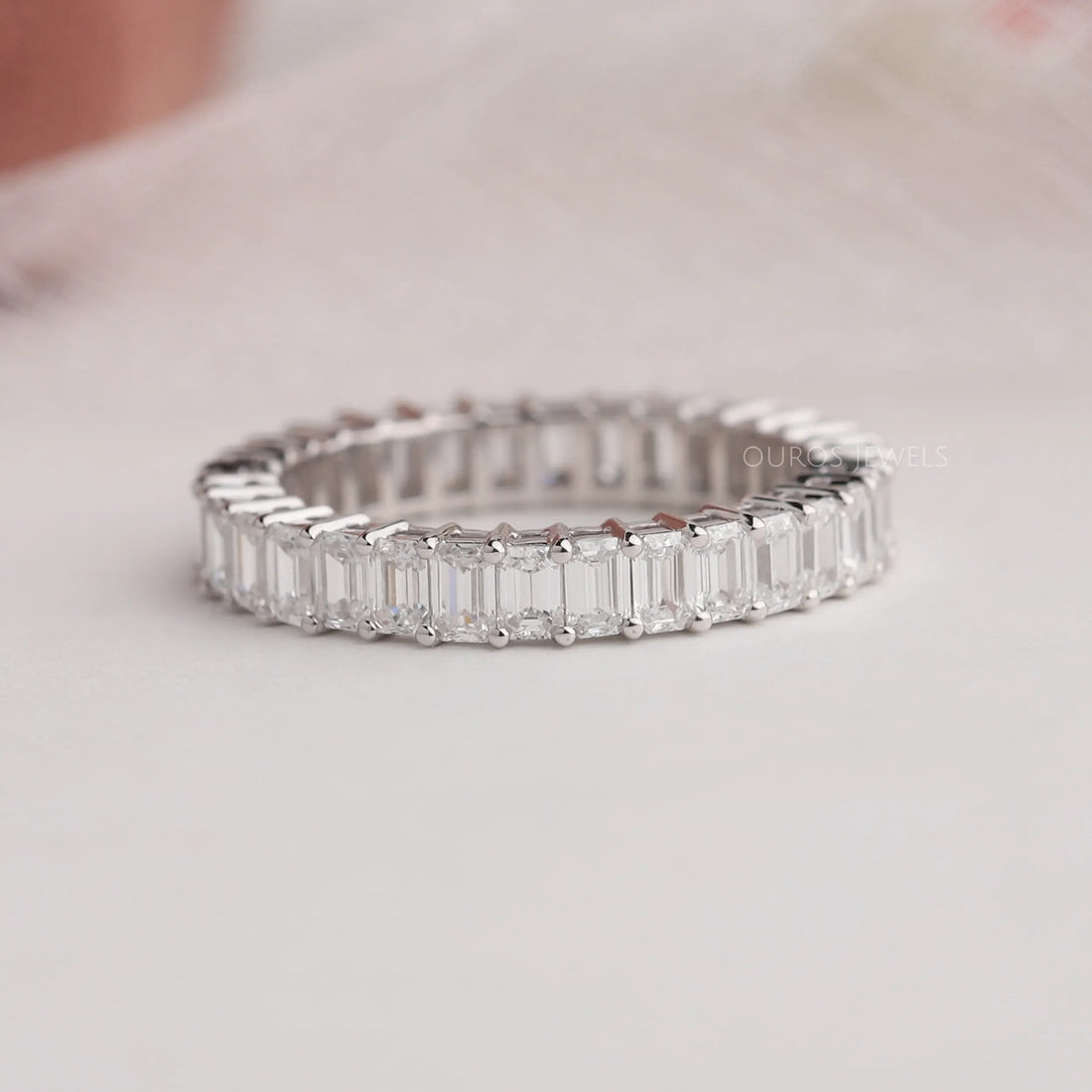 Emerald Cut Full Eternity Wedding Band