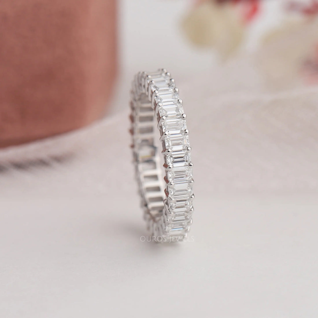 Emerald Cut Full Eternity Wedding Band
