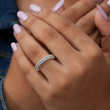 Emerald Cut Full Eternity Wedding Band