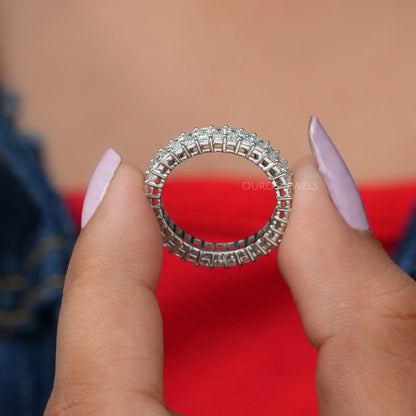 Emerald Cut Full Eternity Wedding Band