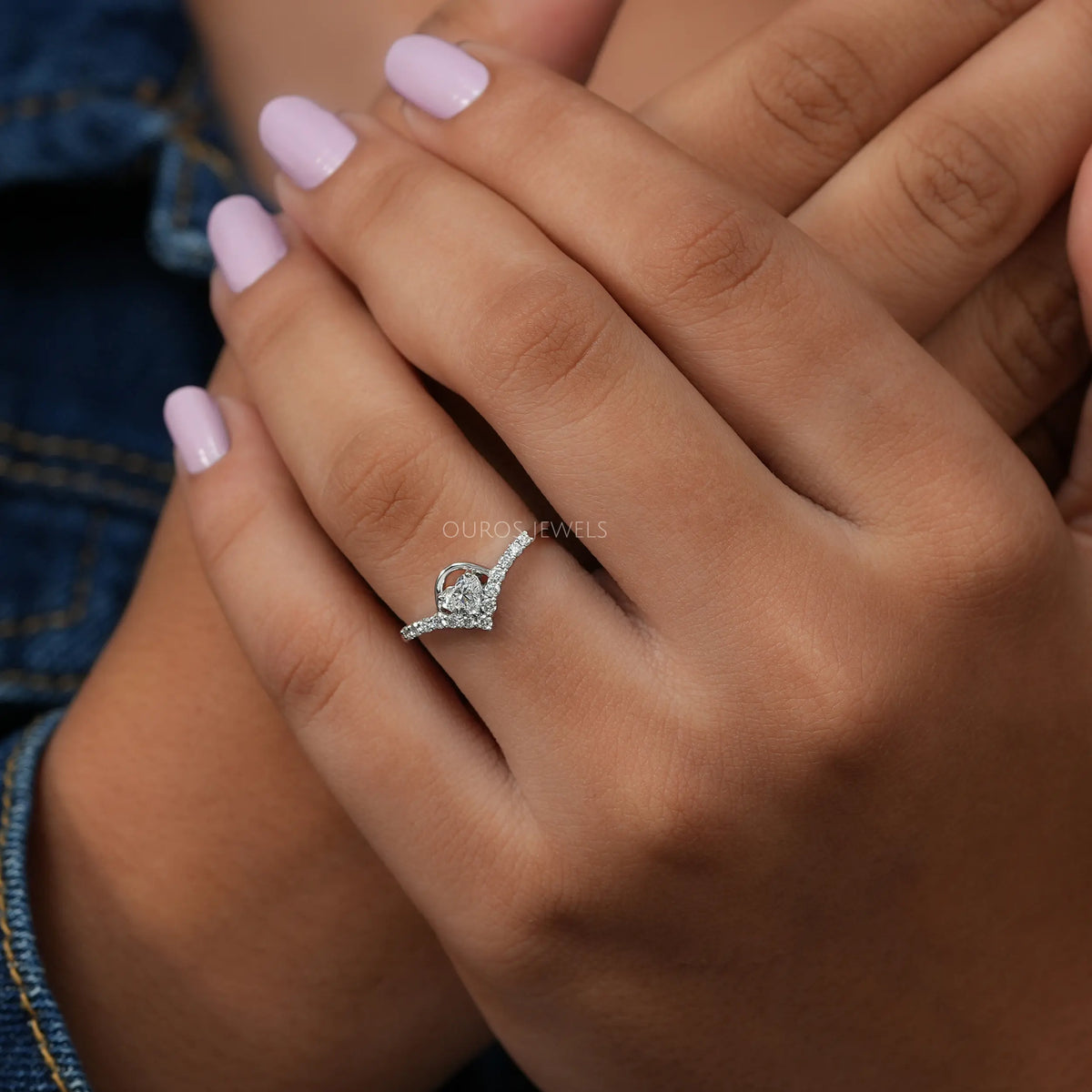 Heart Cut Lab Diamond Curved Ring