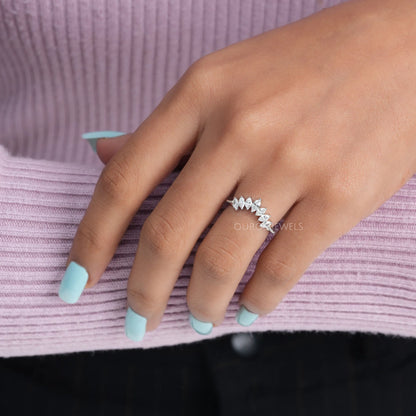 Marquise Cut Curved Stackable Band Rings