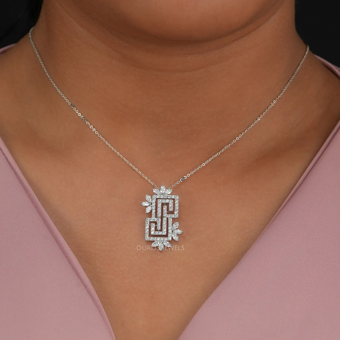 [Round Diamond Cluster Pendant]-[Ouros Jewels]