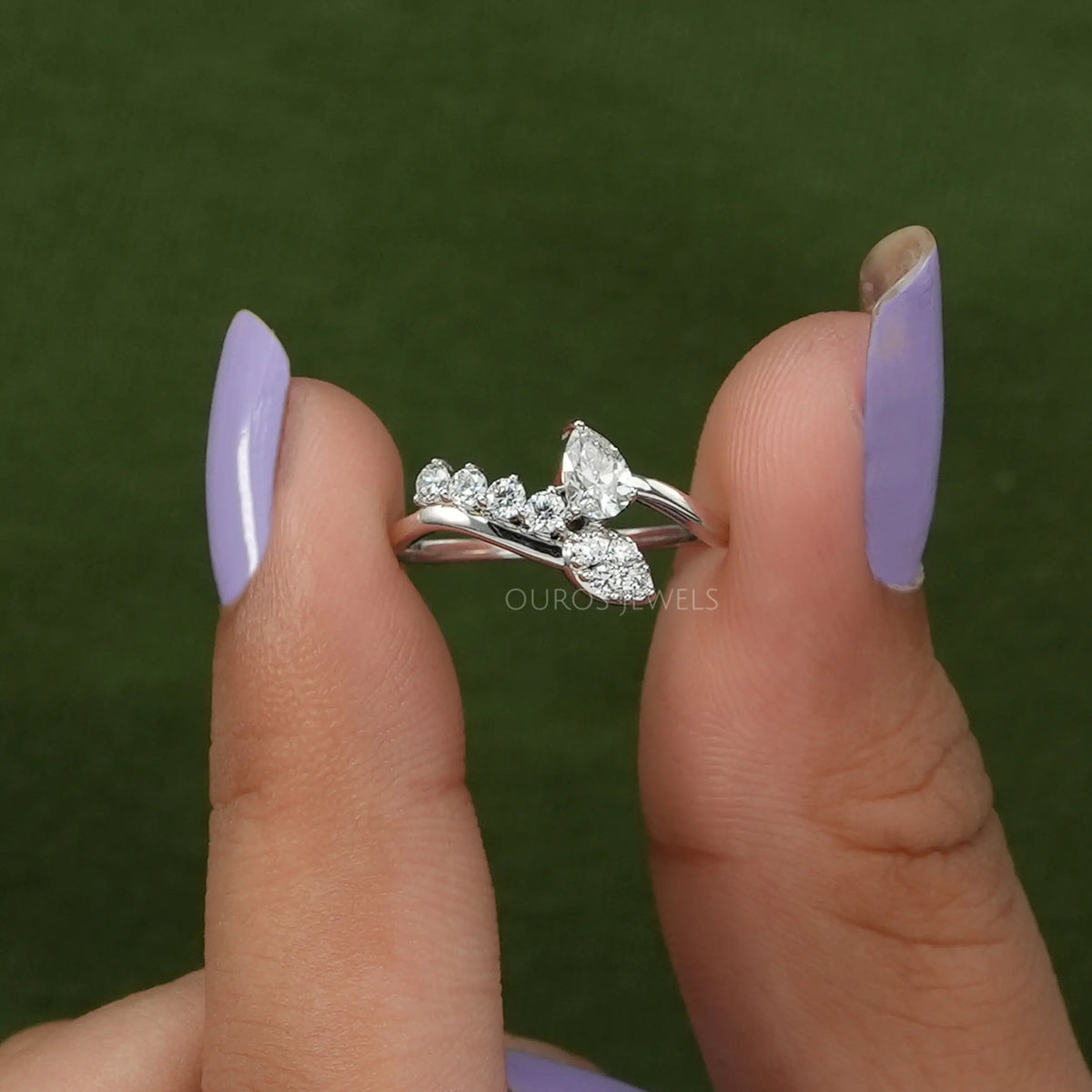 Pear Diamond Bypass Anniversary Ring Rings