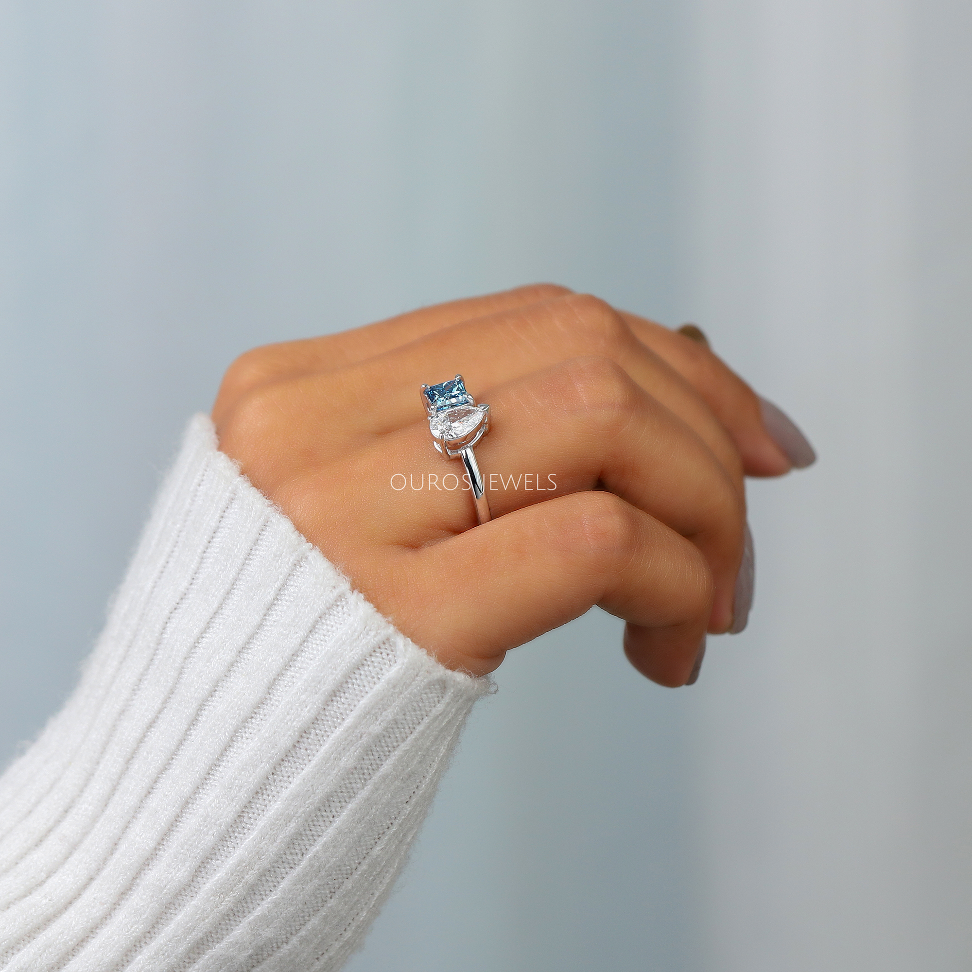 Pear and Princess Cut Toi Et Moi Ring Rings