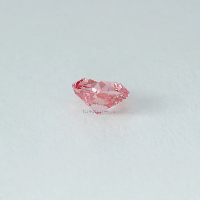 back view of 0.42ct pink cushion cut lab created diamond loose
