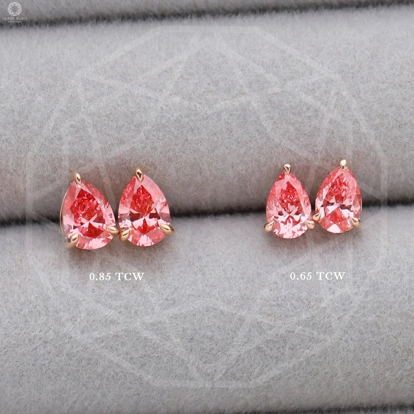 Pink Pear Diamond Rose Gold Stud Earrings Earrings