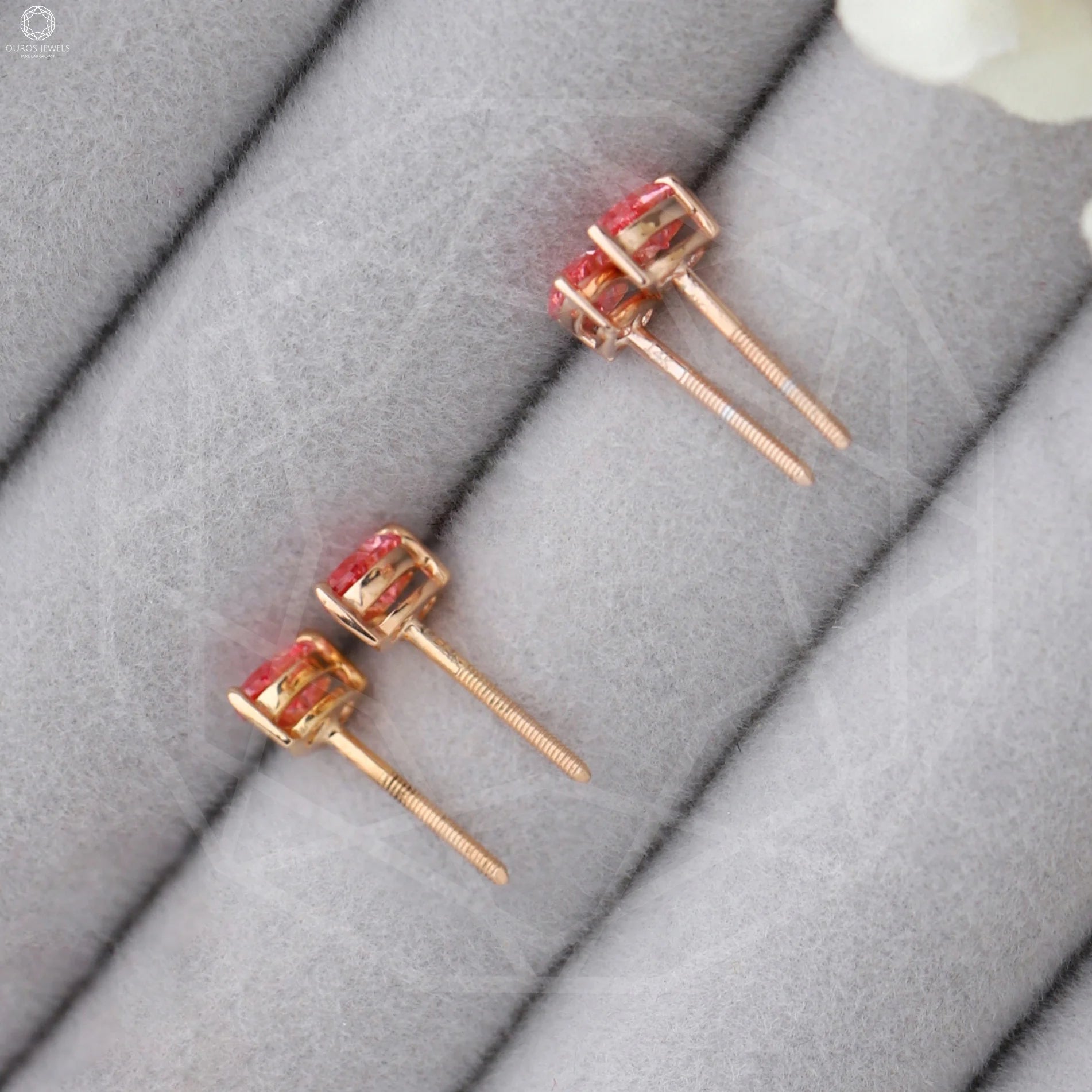 Pink Pear Diamond Rose Gold Stud Earrings Earrings