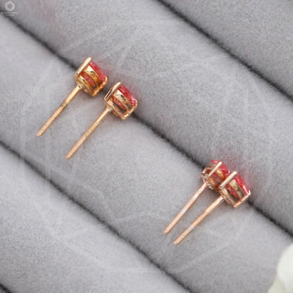 Pink Pear Diamond Rose Gold Stud Earrings Earrings