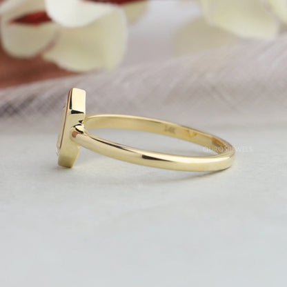 Hexagon Portrait Cut Solitaire Diamond Ring Rings