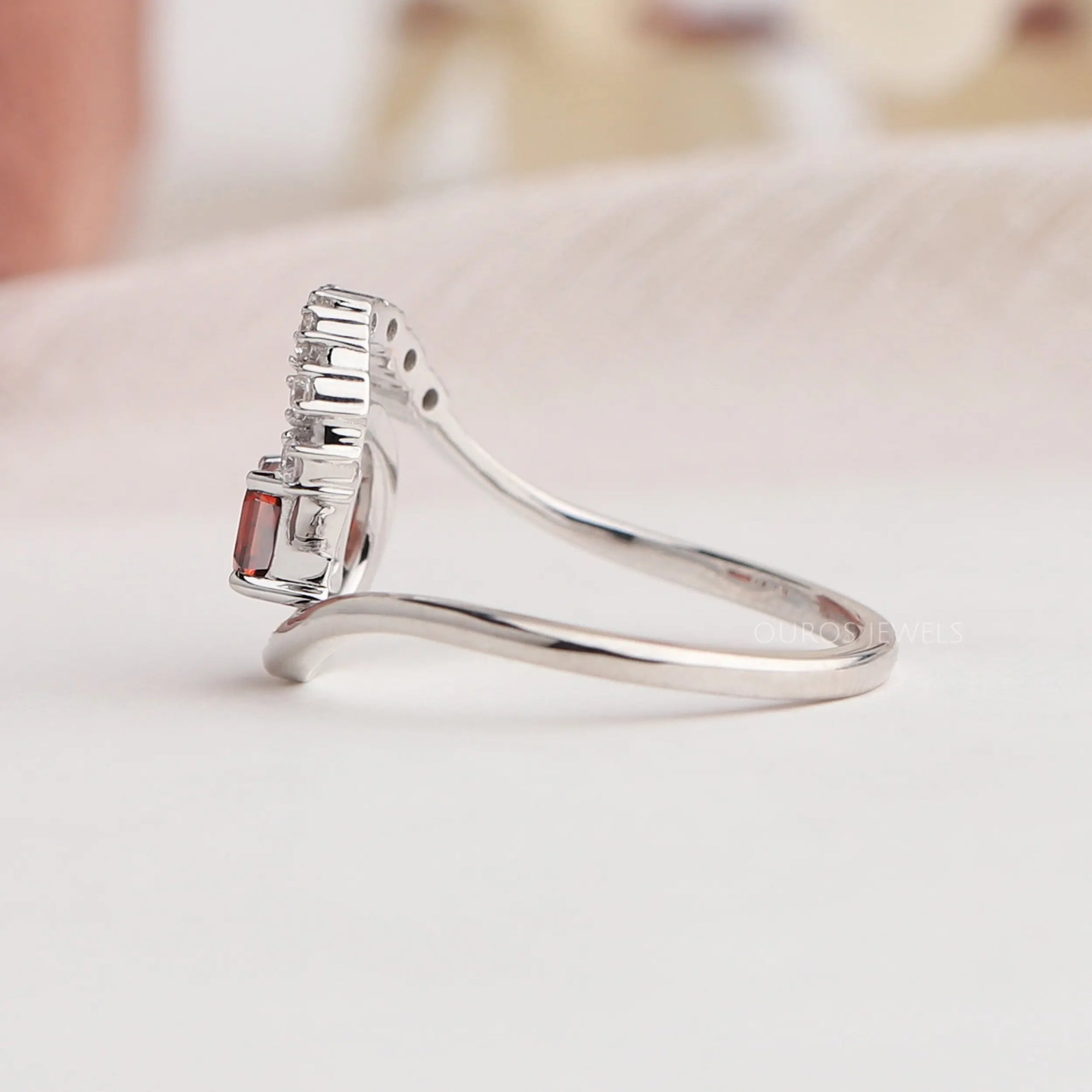 Red Asscher Diamond Tourbillon Ring