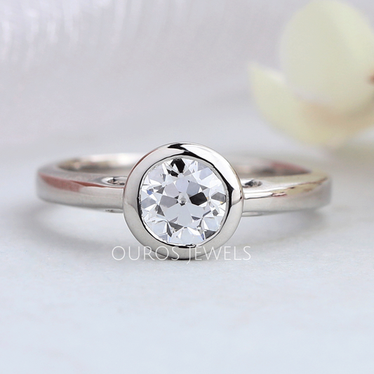 Old European Round Cut Bezel Set Solitaire Wedding Ring Ring