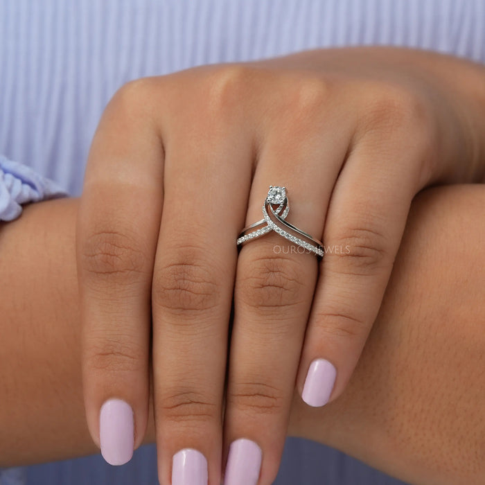 In Finger Front Look Of Round Cut Lab Created Diamond Wedding Ring