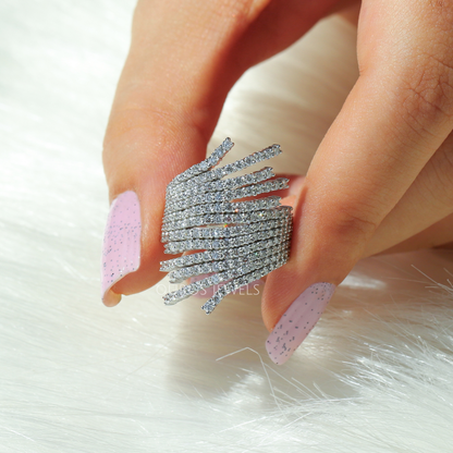 Round Cut Row Bypass Engagement Ring