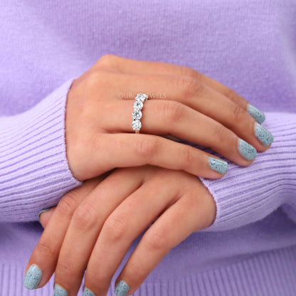 4.60 MM Round Cut Half Wedding Band Rings