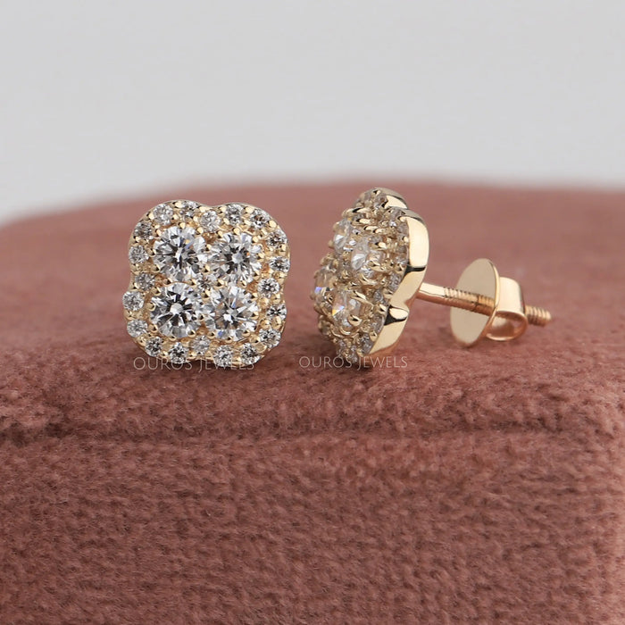 [Round Diamond Stud Earrings]-[Ouros Jewels]